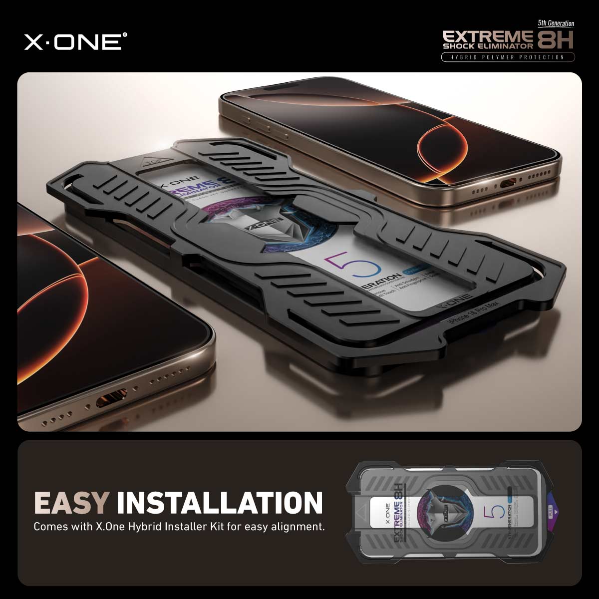 X.One Hybrid Polymer Impact Screen Protector with Installer Kit