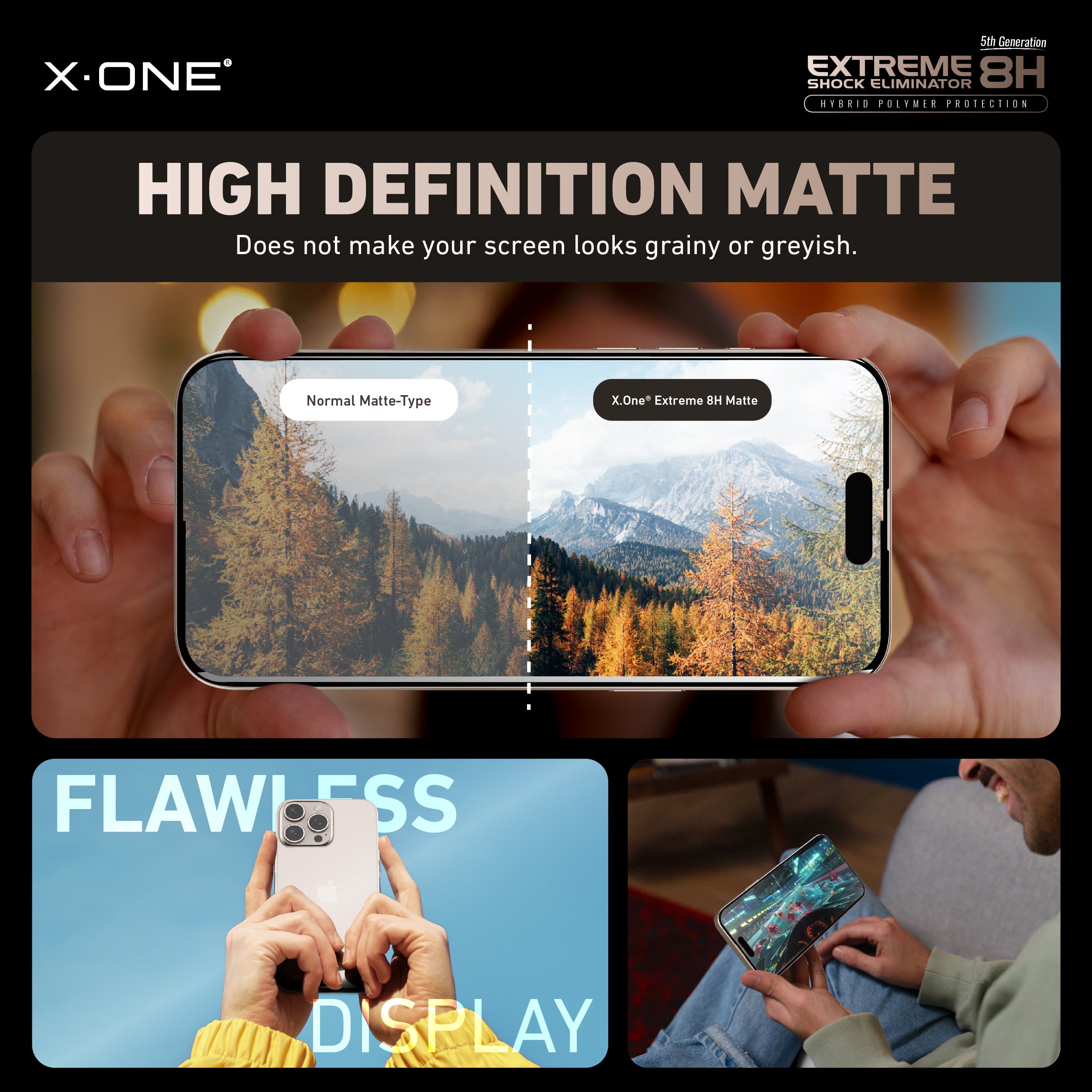 X.One Hybrid Polymer Impact Screen Protector with Installer Kit