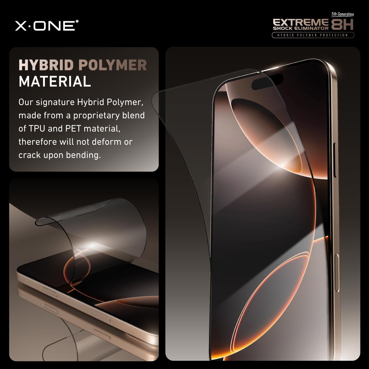 X.One Hybrid Polymer Impact Screen Protector with Installer Kit