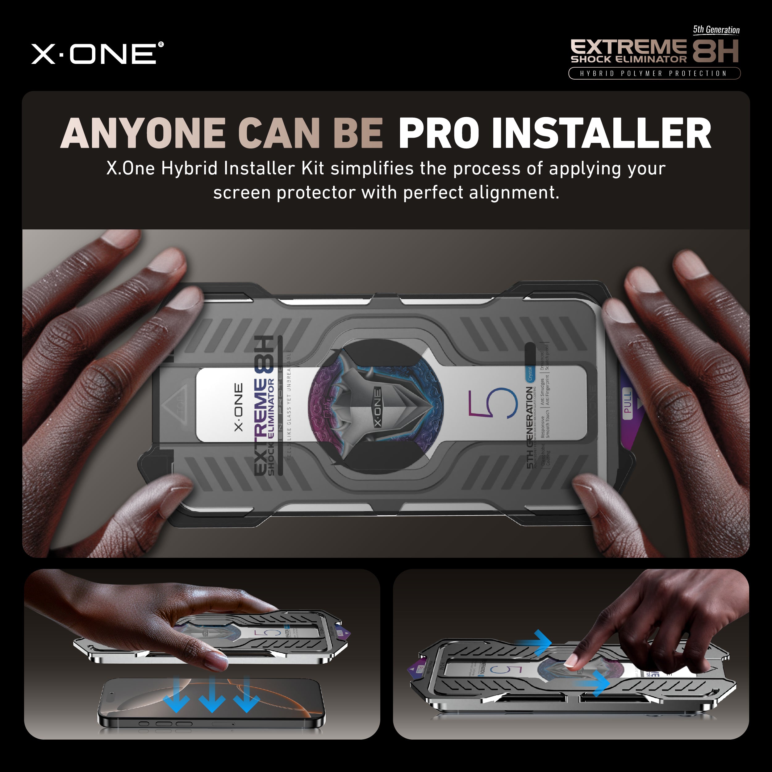 X.One Hybrid Polymer Impact Screen Protector with Installer Kit