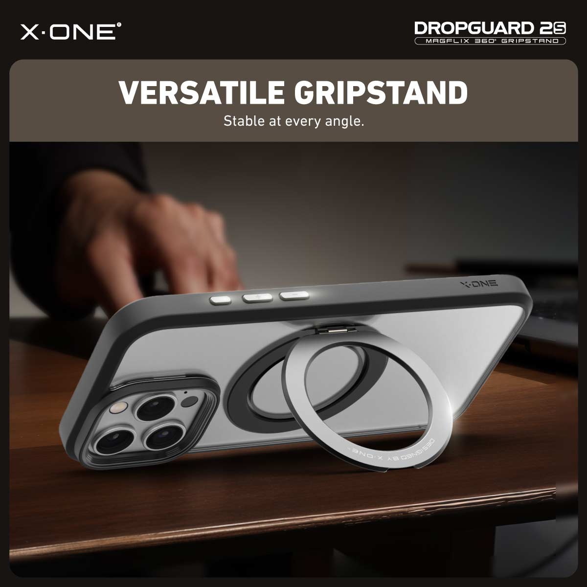 X.One Dropguard 2.0 with Gripstand Impact Protection Case for iPhone 16 Series | Magsafe Compatible